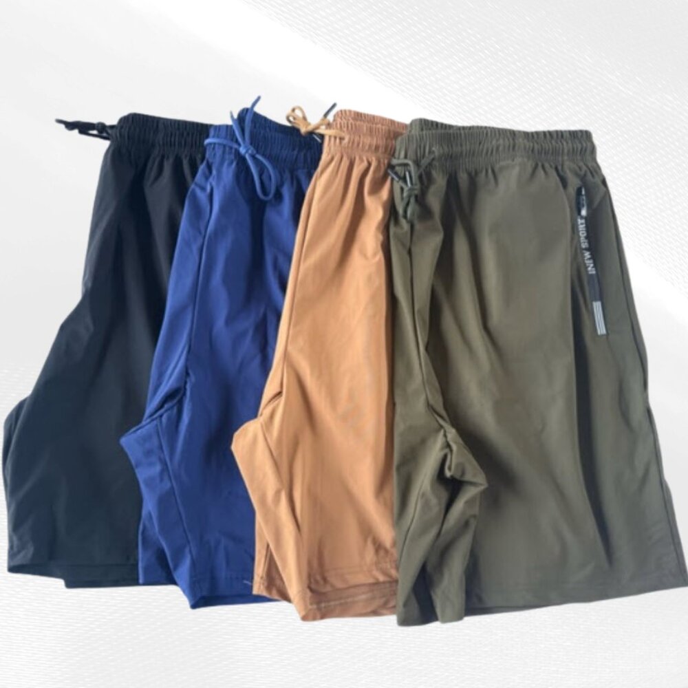 Quick Dry Drawstring Shorts 4-Pack Black Blue Khaki Green Unisex New